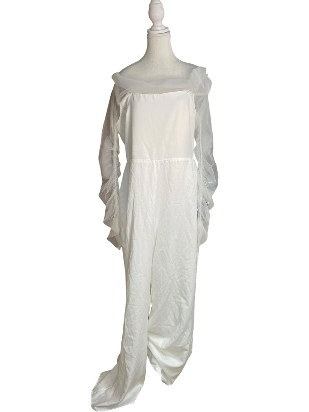Lulus Eternal Bliss Tulle Off-the-Shoulder Jumpsuit White